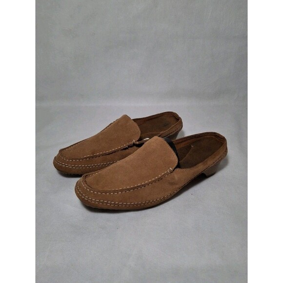 Merona Sox-Tab Heeled Brown Leather Mules Clogs Slip on Shoes Women's 8.5 - Picture 1 of 8